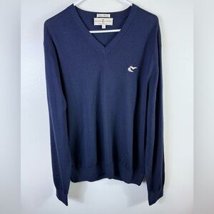 Vintage Fairway & Greene Italian Merino Wool Sweater V-Neck Mens Blue Golf Large